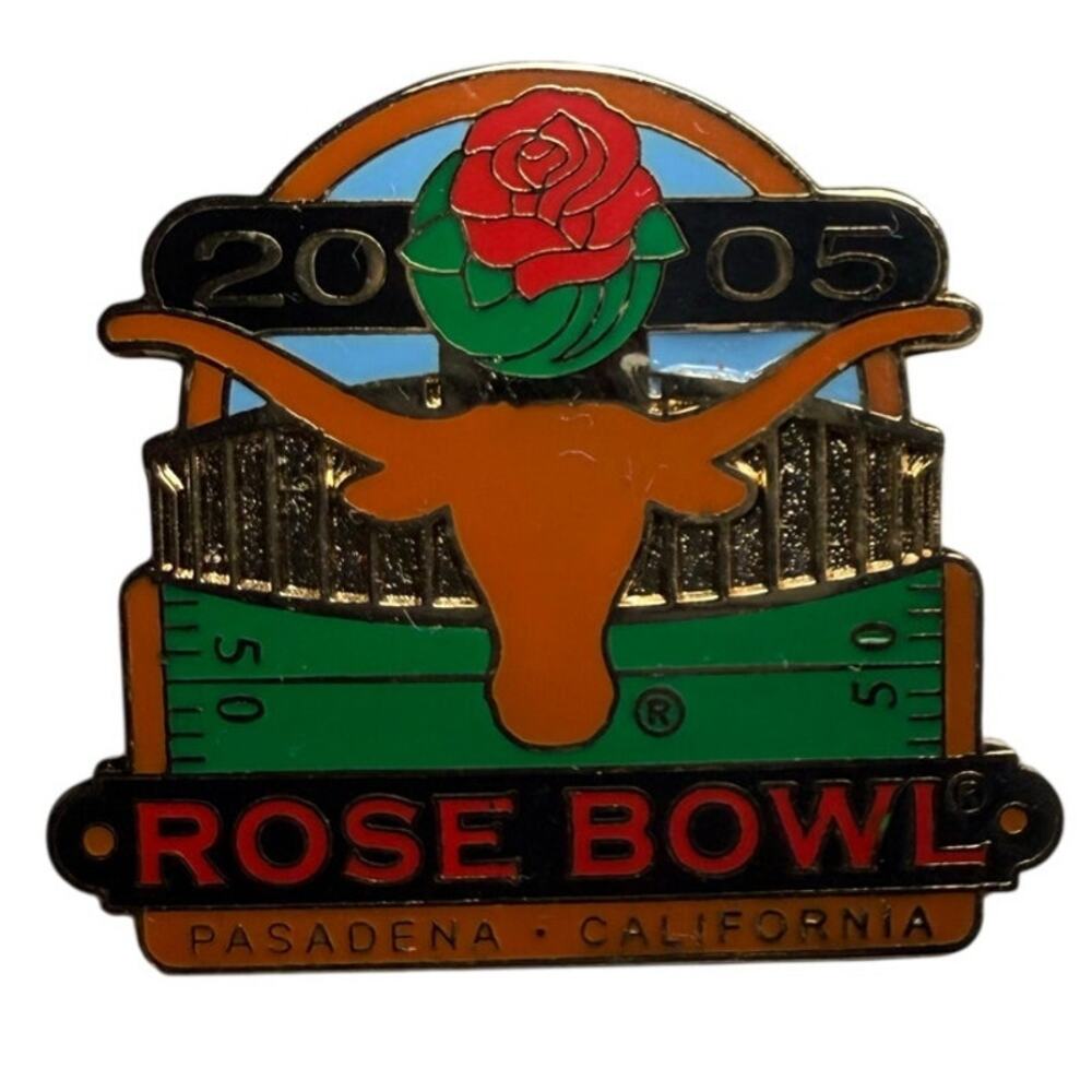 Vintage 2005 Rose Bowl Game Pin, Texas Longhorns vs Michigan Wolverines